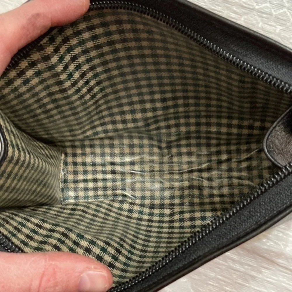 Ghurka black leather vintage cosmetic case
